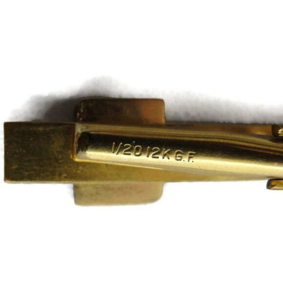 1 5/8" 10 Year "H" Service Award 10K Emblem 1/20 12Kt Gold Filled Tie Clip Vtg - Picture 8 of 13
